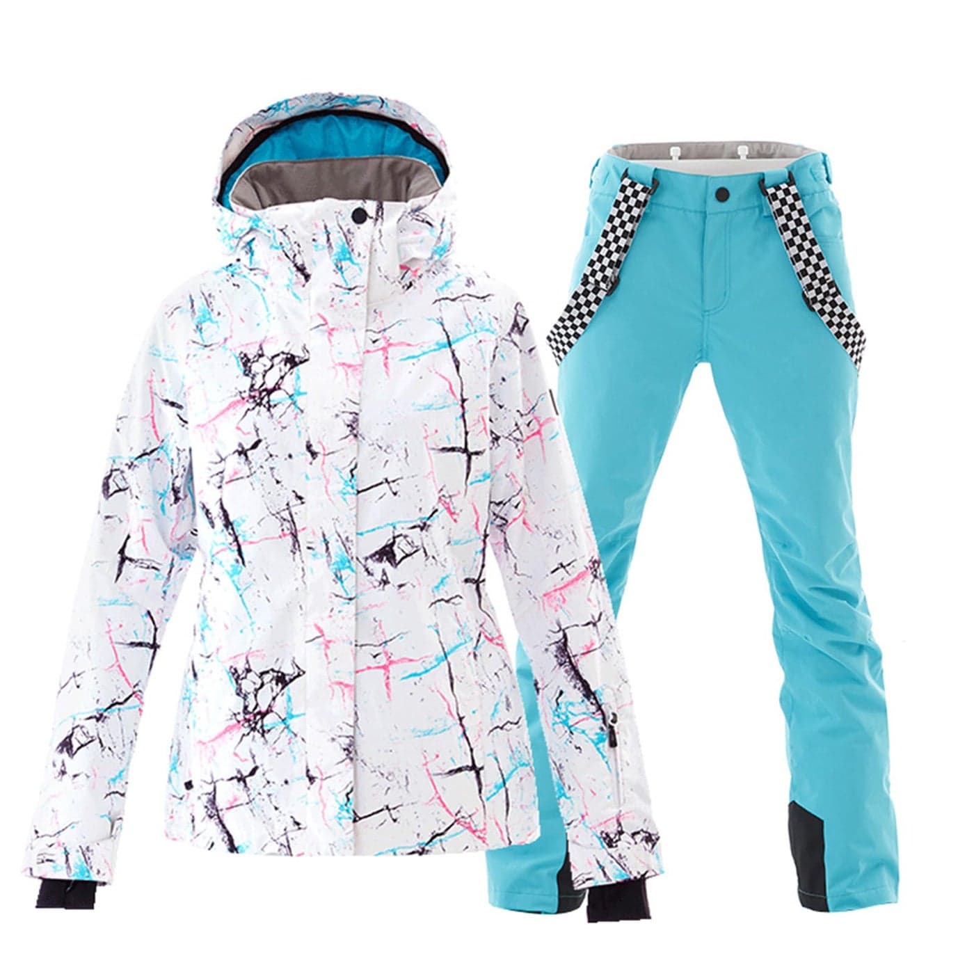 GS SNOWING Womens Ski Jackets and Pants Set Windproof Waterproof Insulated Snowsuit Winter Warm Snowboarding Snow Coat Blue M