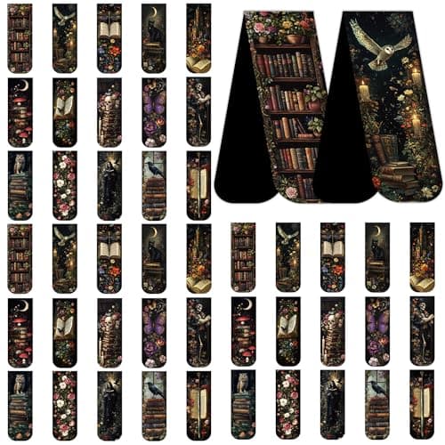 45PCS Dark Academia Magnetic Bookmarks, Gothic Floral Aesthetic Magnet Book Mark Clips for Reading Women, Dark Romance Merch Bookish Accessories and Gifts for Book Lovers