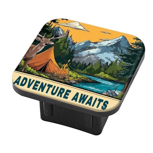 Hitch Cover Fits for 2Inch HitchAdventure Awaits Design Trailer Hitch Cover Tube Plug InsertCar Exterior Accessories Receiver Tube Hitch Plug