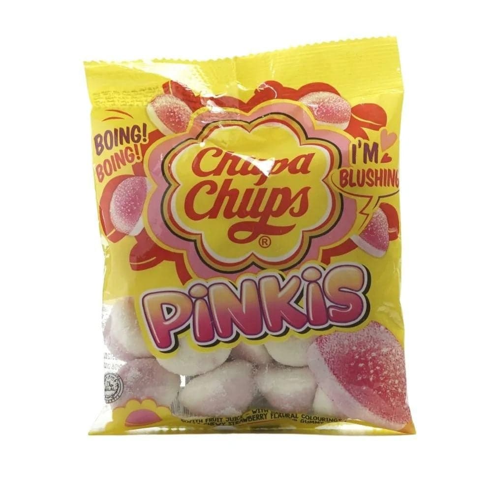 Chupa Chups Pinkis Fruit Juice Soft Chewy Strawberry Flavour Candy- 90gms