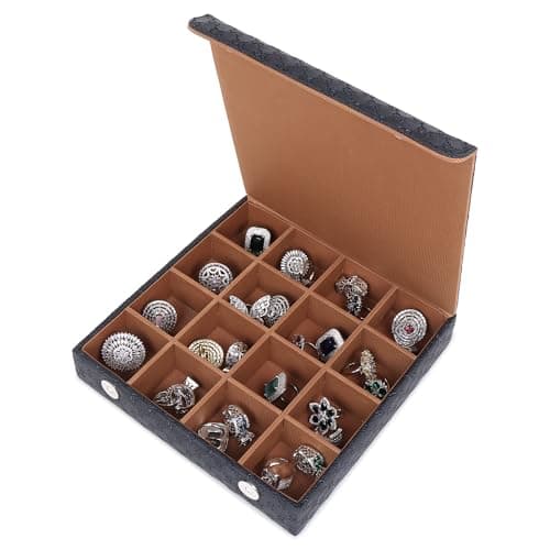 essart PU Leather Jewelry Box for Women Girl Portable Storage Box Case with Dividers Container for Rings, Earrings, Necklace Home Organizer in Black Colour