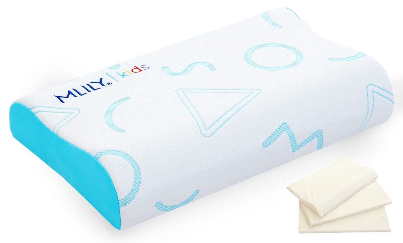 MLILY Kids Pillow for Sleeping Adjustable Kids Memory Foam Pillow for Bed Set Breathable and Cooling Pillows for Kids Boy Girl CertiPURUS Certified 12x20 Inch Blue