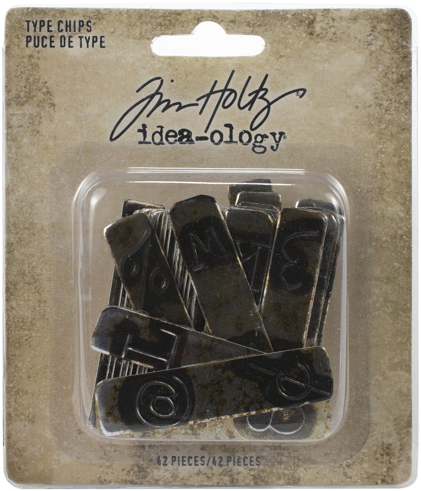 Tim Holtz Advantus TYPE CHIPS IDEAOLOG 42PKG Thought Tokens