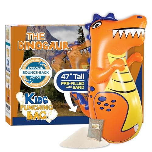 INFLATABLE DUDES Dinosaur Toy 47 Inches - Kids Punching Bag | Already Filled with Sand| T-Rex | Bop Bag | Inflatable Bopper | Punching Bag for Kids | Dinosaur Party Decorations | Boxing - Rex
