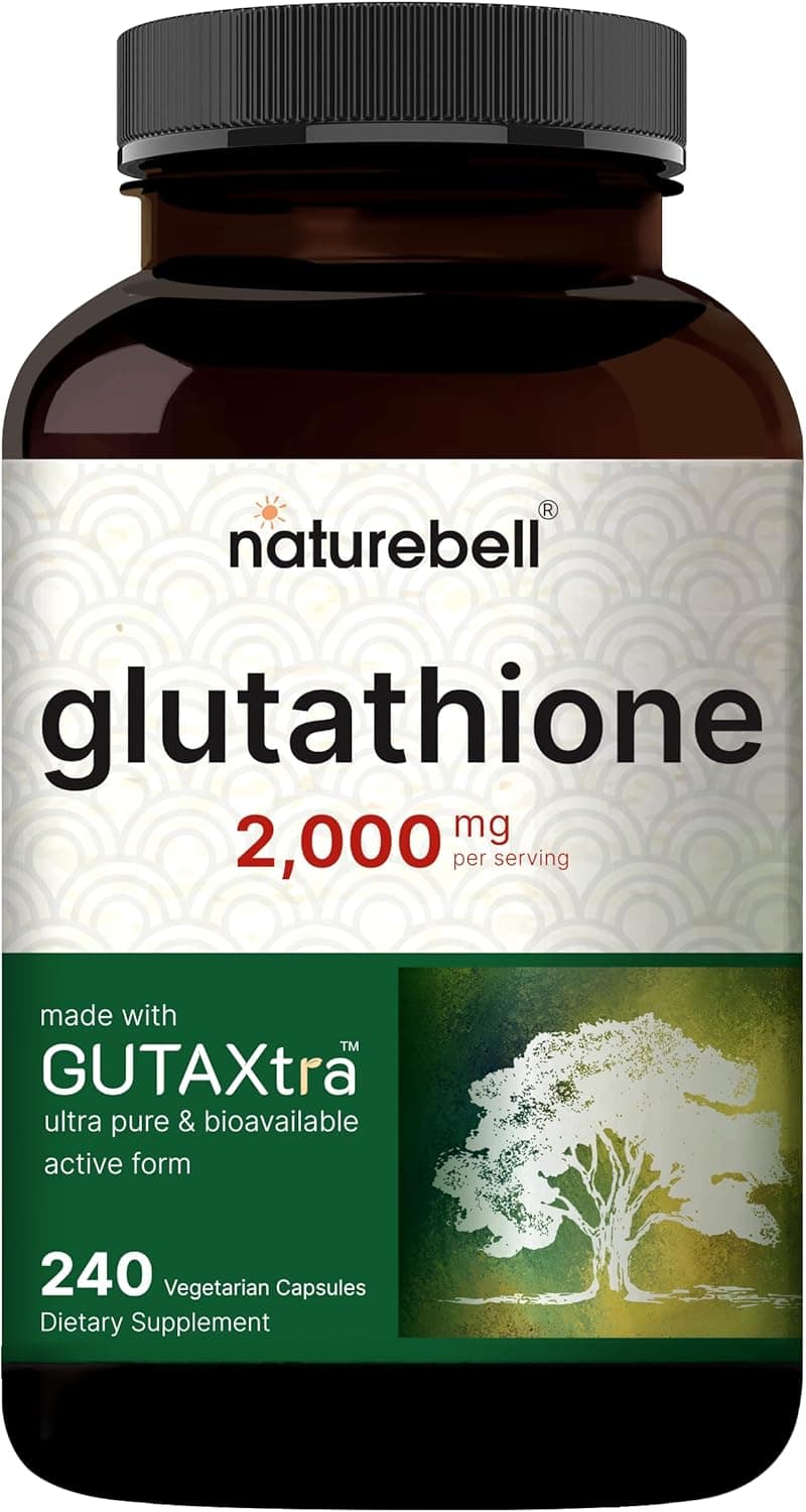 NatureBell Glutathione Supplement 2000mg Per Serving 240 Veggie Capsules 98 Purity Verified Bioavailable Reduced Glutathione Pills Active Form Master Antioxidant Vegan Friendly NonGMO