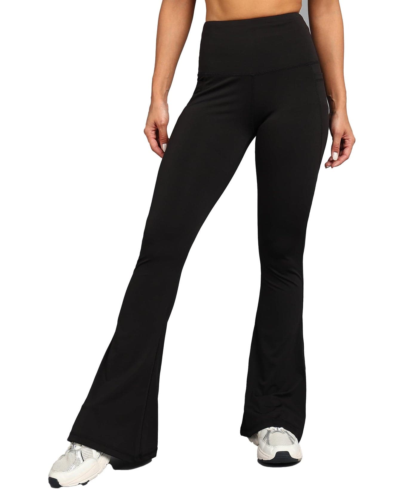 Rock Paper Scissors Women's Premium Flare High Rise Gym Pants, Bootcut Style High-Waisted, Sweat-Wicking, Athletic Fit Wide Leg Gym Tights for Working Out, Pilates,Yoga, Fitness & Training Black, XL