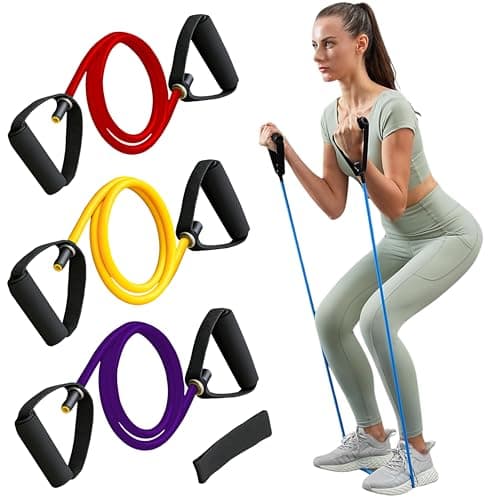 CLAPONE 1 Pcs Resistance Tube with Foam Handles, Door Anchor for Exercise & Stretching, Suitable in Home & Gym Workout for Men & Women Toning Tube Kit with Foam Handles (Multicolor, Toning Tube)
