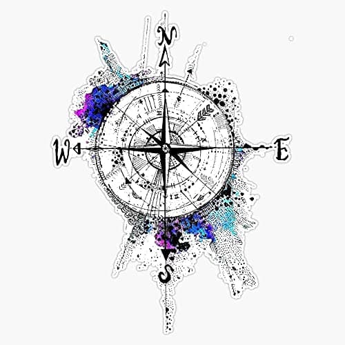 STICKY DUDE Colorful Compass Sticker 5 inches Vinyl Waterproof Sticker Decal Car Laptop Wall Window Car Bumper RV Sticker
