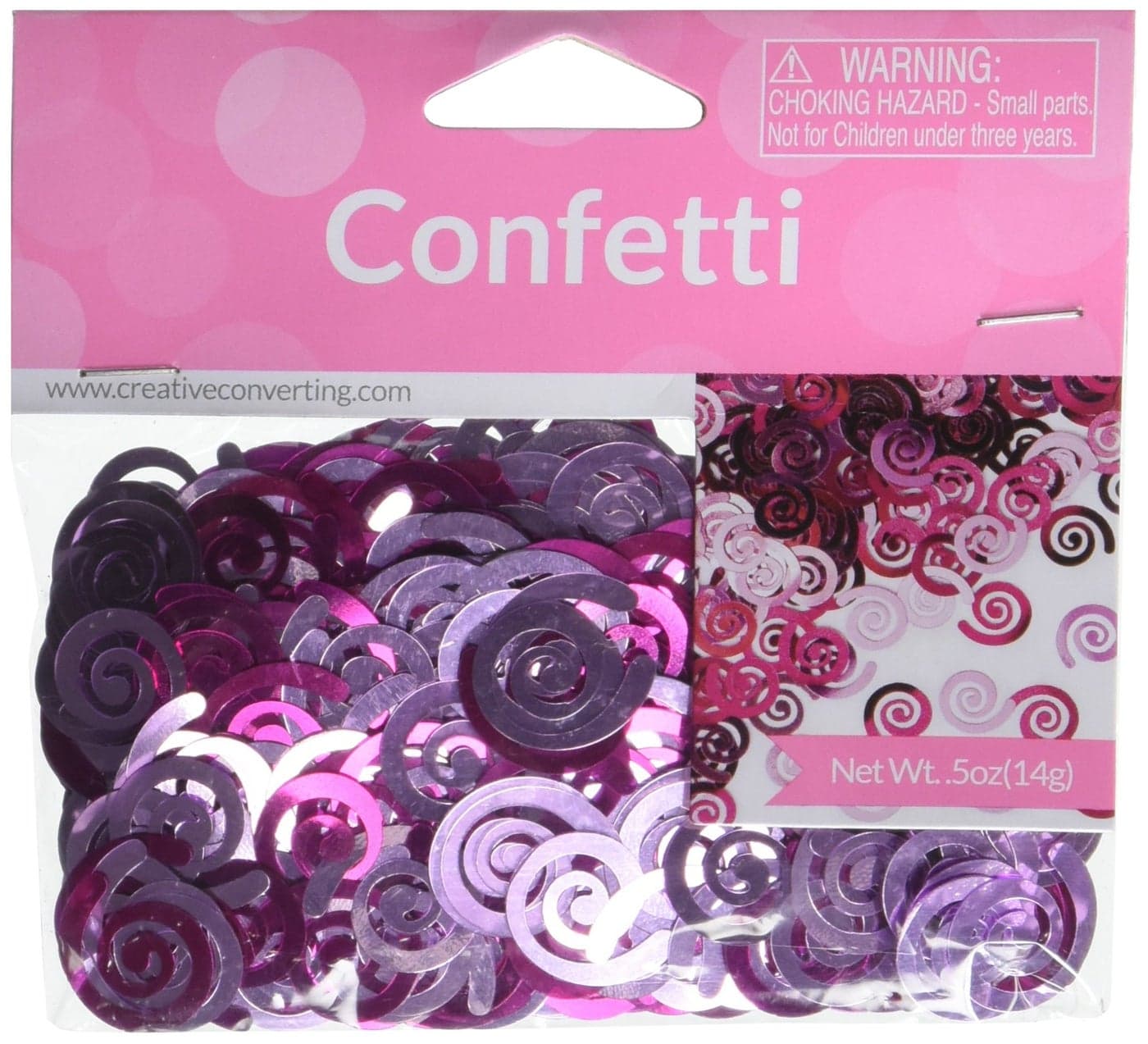 Creative Converting Swirl Foil Confetti Candy Pink