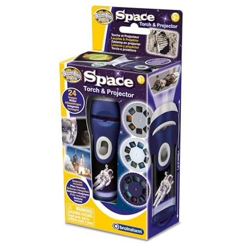 Brainstorm Toys: Space Torch and Projector, Creates Clear, Precise Images up to One Metre Wide, Fun Project Doubles as Handy Torch Flashlight, STEM, For Ages 3 and up