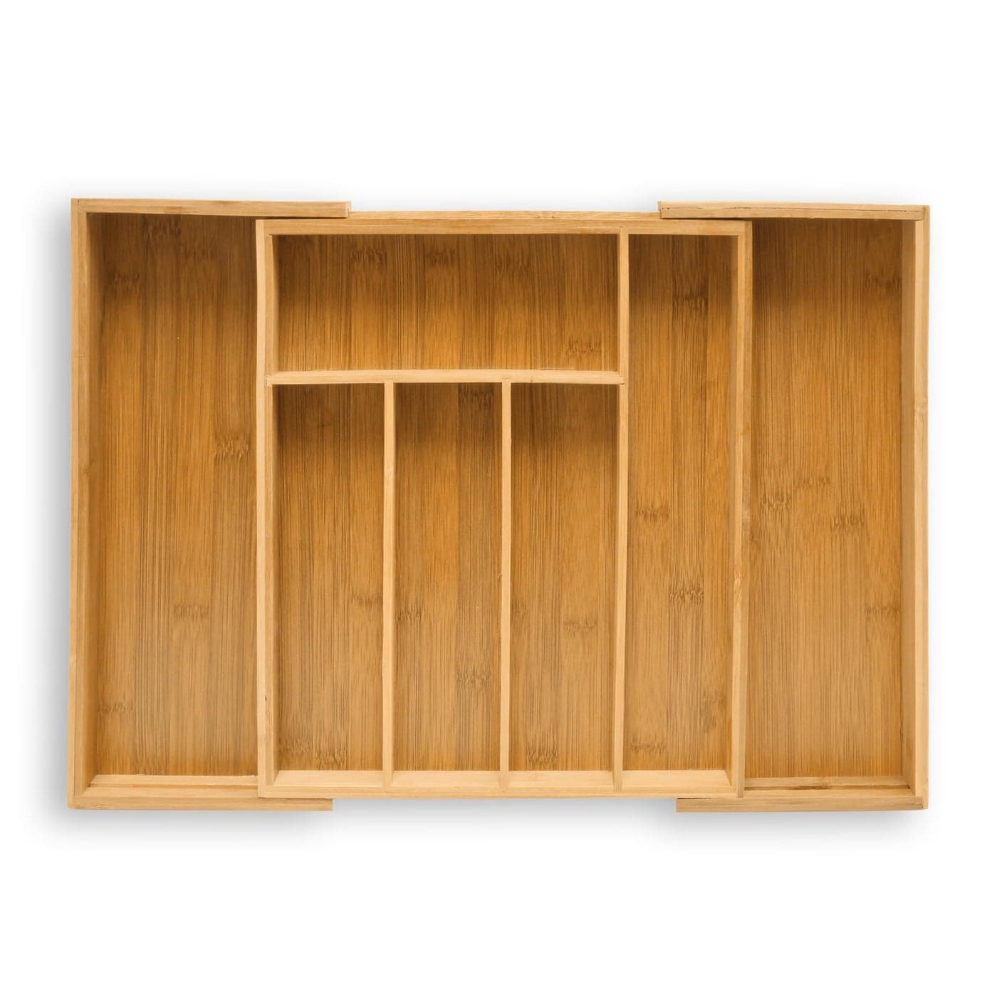 Relaxdays Wooden Bamboo Cutlery Tray 335x2948x5 cm Large Drawer Organizer Kitchen Drawer Insert 5 to 7 Compartments Adjustable Natural Brown