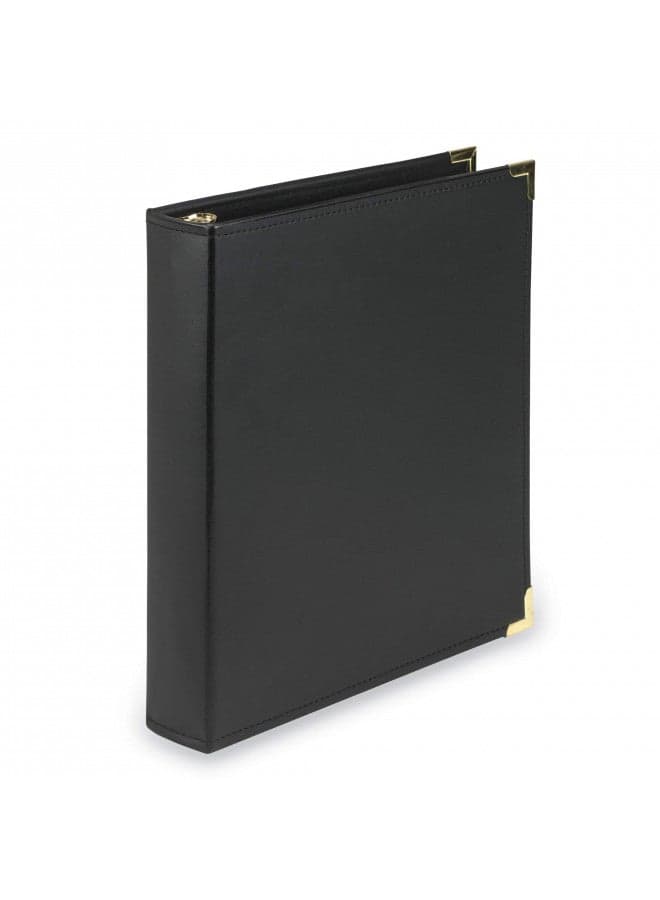 Samsill Classic Collection Executive Presentation 3 Ring Binder/Portfolio Binder, 1.5 Inch Binder, Brass Round Ring (Holds 325 Sheets), Black