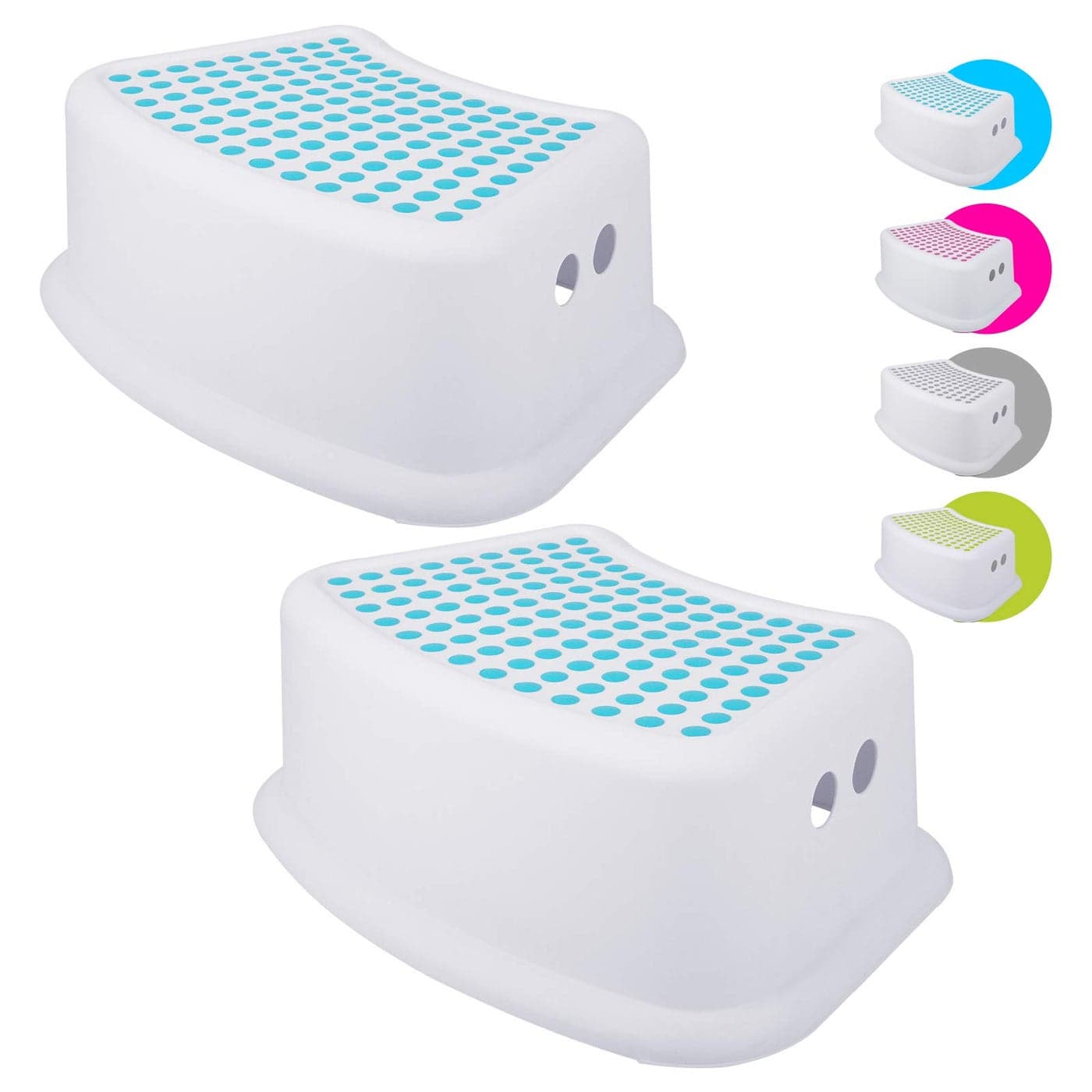 Step Stool for Kids 2 Pack Toddlers Stool for Potty Training Bathroom Kitchen Bedroom Toy Room and Living Room Toilet Stools with Soft AntiSlip Grips for Safety Stackable Blue