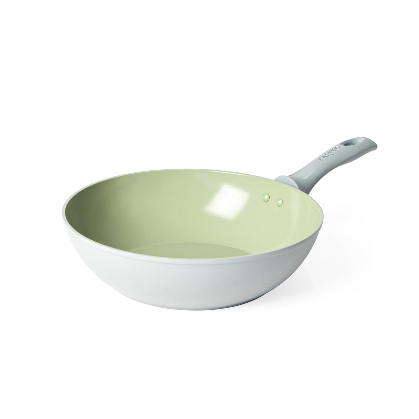 Salter Earth 28cm Stir Fry Pan Healthy Ceramic NonStick Coating PFASFree Induction Cookware Aluminium Deep Frying Pan for Noodles Easy Clean PFOAPTFEFree Stay Cool Handle Green