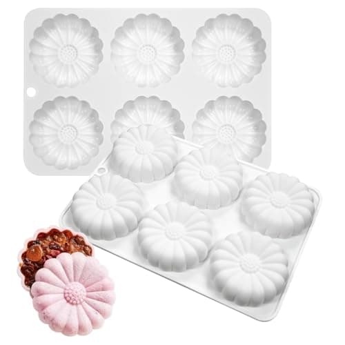 TUKE Silicone Chocolate Candy Molds Non-stick Daisy Flower Silicone Baking Mold BPA Free, Gummy Molds Silicone Candy Mold For Chocolate Cake Jelly Pudding Handmade Soap Mould (Daisy Flower L)
