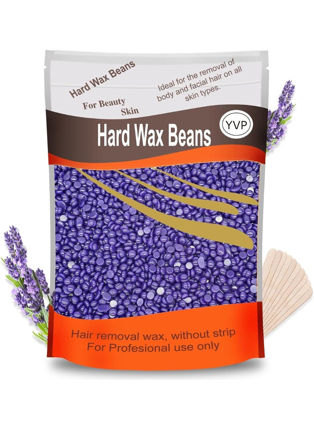 Yovanpur Hard Wax Beads for Hair Removal - Sensitive Skin, Brazilian, Eyebrow, Bikini, Legs - Pearl Wax Beans for At-Home Use 300g (10 Oz)/Bag (Lavander)