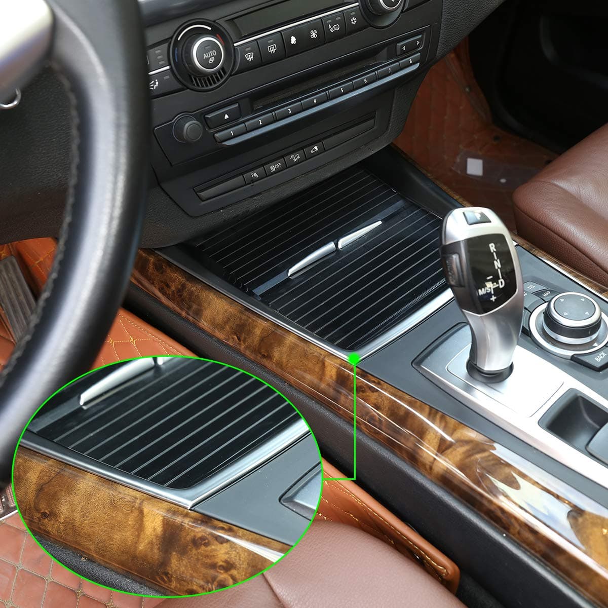 CHEYA ABS Plastic Car Center Console Cup Holder Frame Sticker Trim for BMW X5 E70 X6 E71 20082013 Auto Accessories Silver