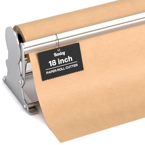 Kenley Butcher Paper Dispenser - Large Holder and Cutter for Wrapping Butcher Craft Freezer Paper Roll 18 Inch - Wall Mount or Tabletop - Carbon Steel Non-Slip Cutter with Serrated Blade - Easy to Use