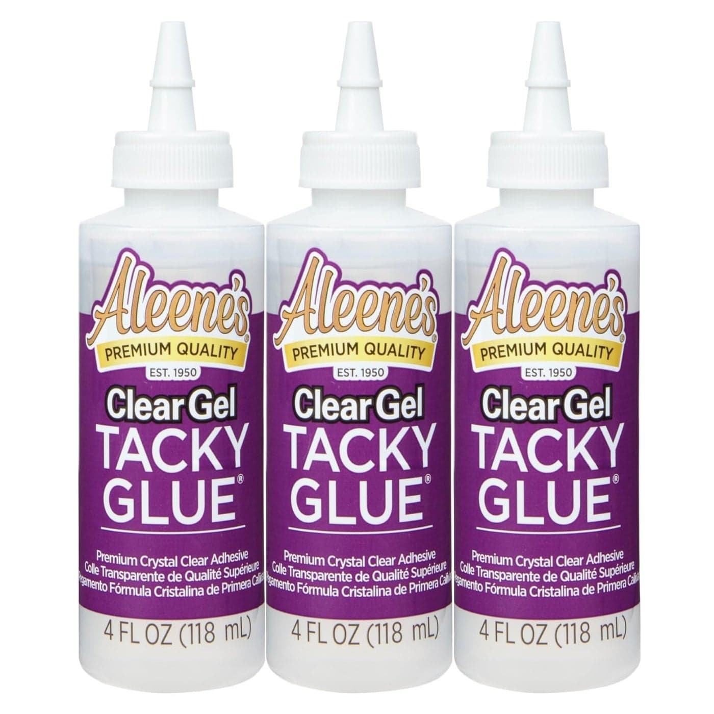 Aleenes Clear Gel Tacky Glue for Crafts Nontoxic Applies and Dries Clear 4 fl oz 3 Pack