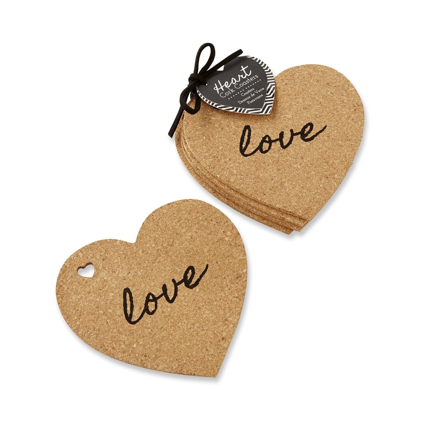 Kate Aspen Heart Cork Coasters Set of 4