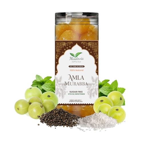 Misstevia Sugar Free Amla Murabba 500g | Stevia Sweetened Sweet & Spicy | Low Calorie Diabetic and Kids friendly Awla Murabba | Rich in Vit C Antioxidants | Weight without syrup