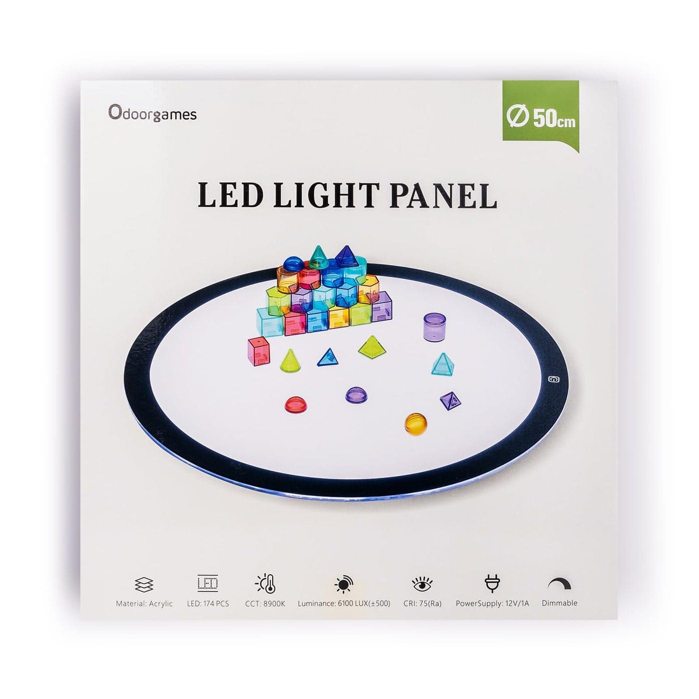 Odoorgames Round LED Light Panel for Kids Adjustable Brightness Preschool and Classroom Light Table for Creative Exploration