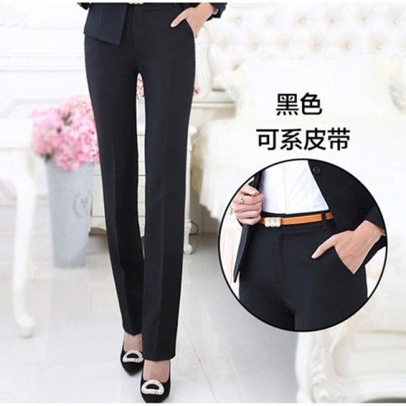 Women'S New Business Wear Pants Work Pants Women'S Office Work Straight Pants Dress Professional Pants Black