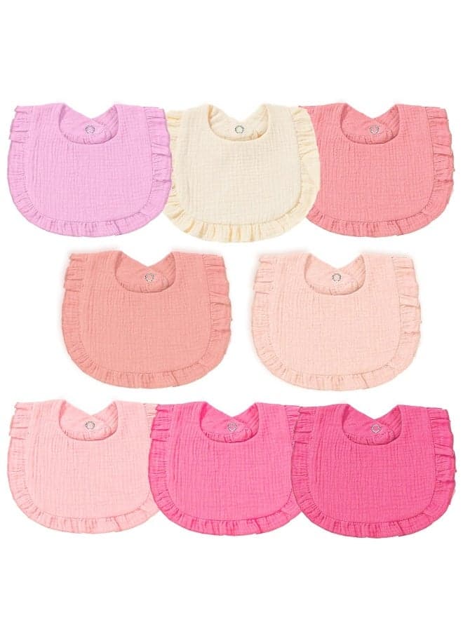 Baby Muslin Bibs, Bandana Drool Bib for Girls, Adjustable 100% Cotton Soft Baby Bibs for Drooling and Teething Organic Solid Colors Lap-Shoulder