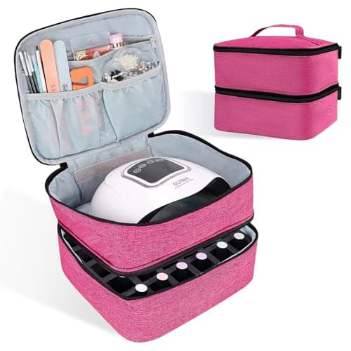 ALSLEA Nail Polish Organizer Holds 30 Bottles 15ml 05 floz Doublelayer Gel Nail Polish Kit Case Nail Holder for Nail Lamp Portable Nail Organizer and Storage for Nail Supplies Rose