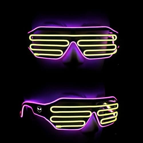 Hookaba LED Rave Shade Party Glasses | Unisex Yellow Magenta Light-Up for DJ Night, Live Concerts, Halloween, Birthdays | Neon Specs for Boys, Girls, Kids | Dynamic Colors for Carnival & Clubbing
