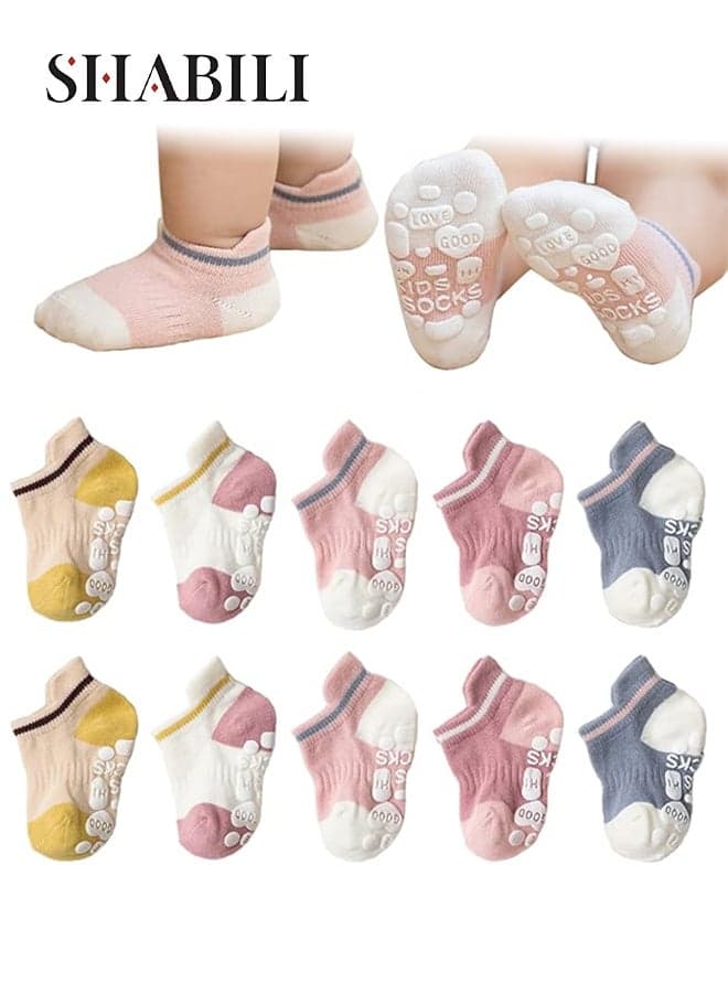 Baby Girl's Cotton Ankle/Short/Low‑Cut Casual Slouch Socks 5‑Pair, Skin‑Friendly Breathable Moisture‑Wicking Anti‑Odor High Elastic Cuff Durable No Pilling, Ideal for Daily Leisure Travel
