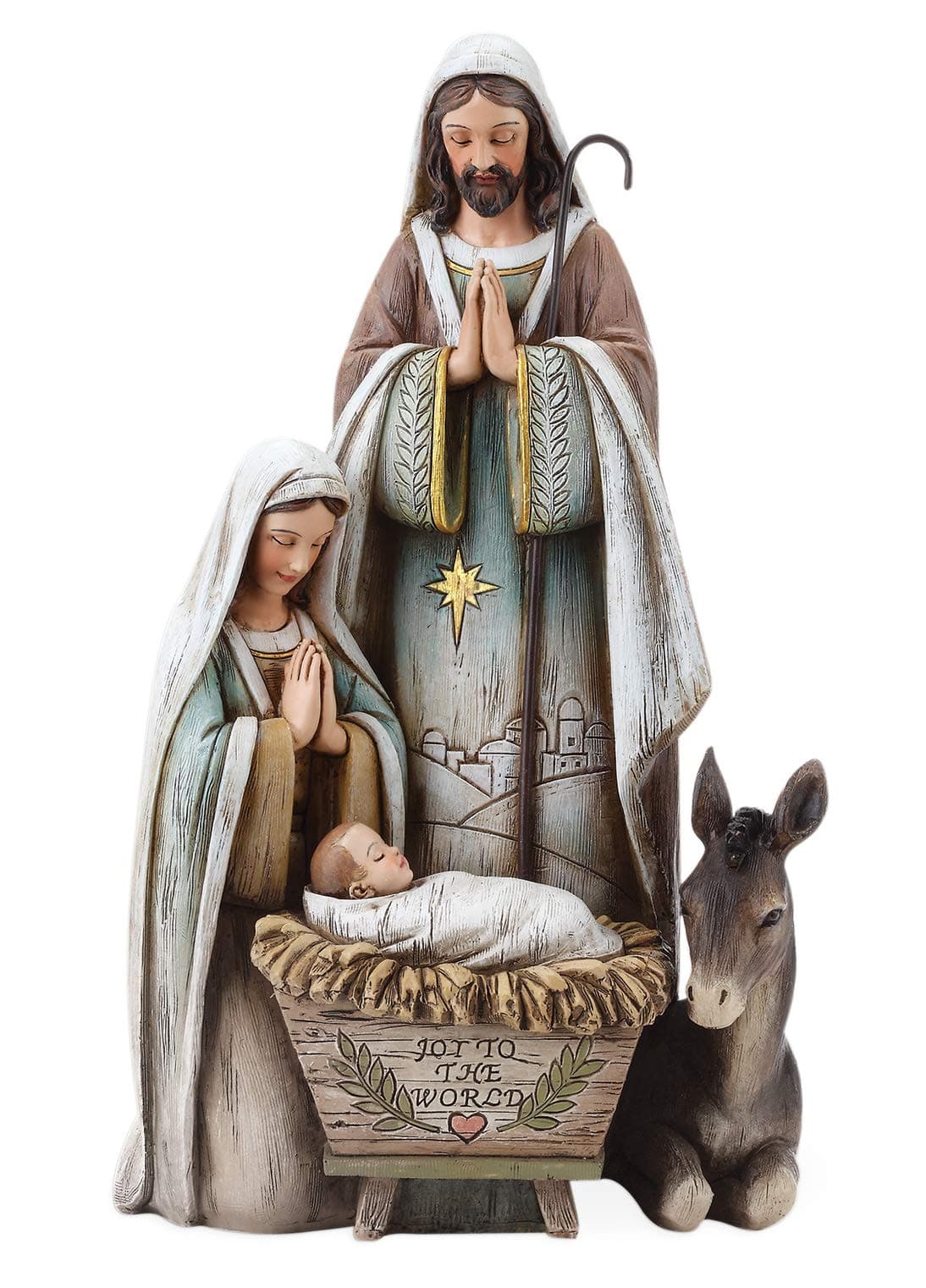 Josephs Studio by Roman 105 H Holy Family Figure with Donkey Nativity Figure Religious Christmas Decor