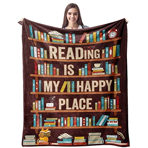 CUJUYO Book Lovers Gifts Blanket - Librarian Gifts Throw Blanket 80"x60" - Book Club Gifts for Reading Lover Bookish - Literary Gifts Ideas - Best Bookworm Gifts on Birthday Christmas Graduation