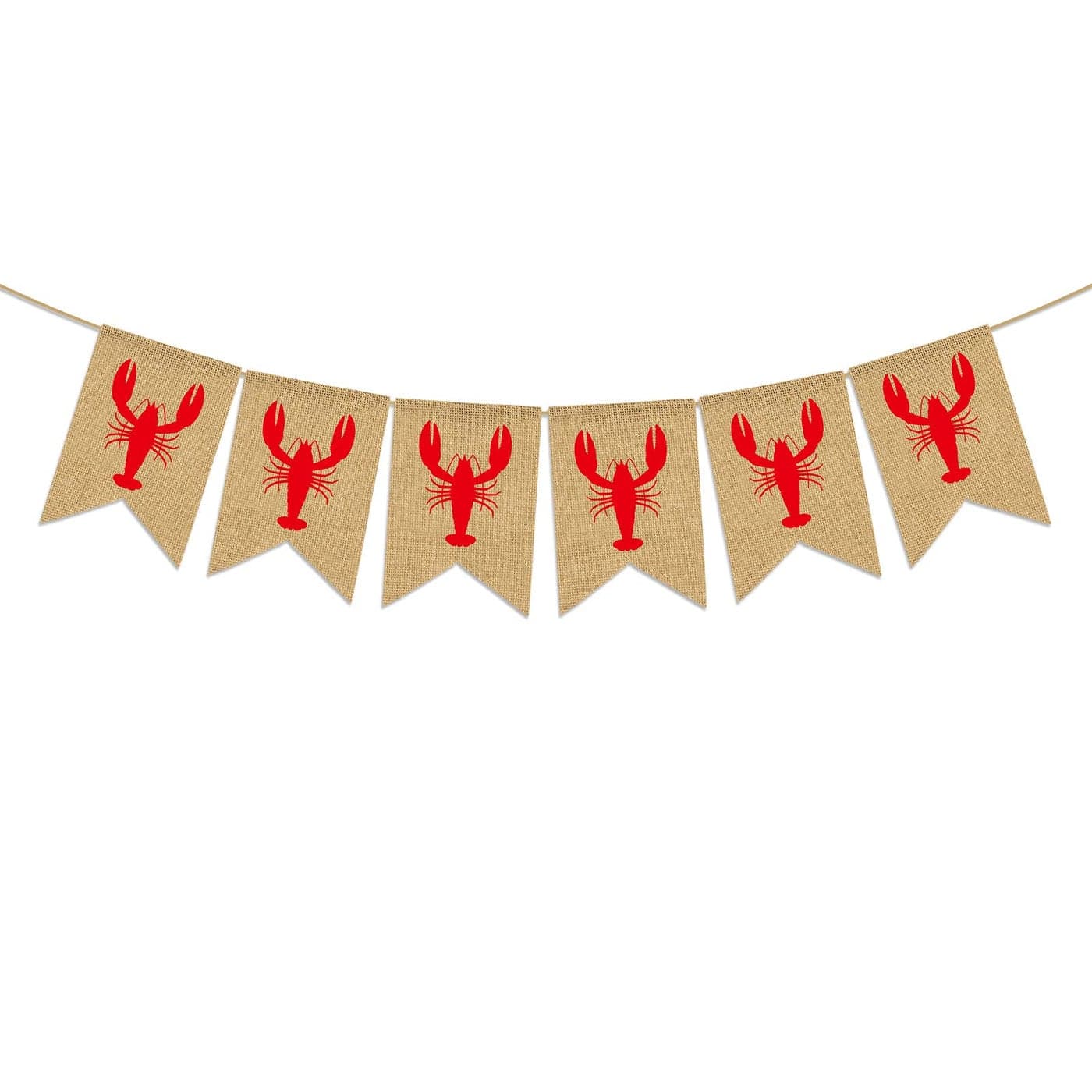 Pudodo Jute Burlap Crawfish Banner Rustic Summer Lobster Birthday Party Mantle Fireplace Decoration
