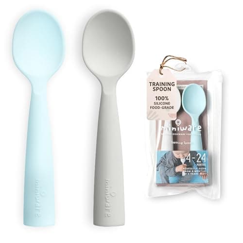 Miniware Teething Spoon Cutlery Set Grey and Aqua