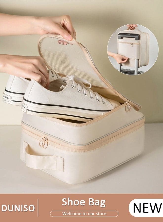 Shoe Bag for Travel Holds 4 Pair of Shoes, Shoe Organizer Storage Pouch for Packing with Zipper for Men and Women, Travel and Daily Use for Flying Carry on Luggage Travel Accessories