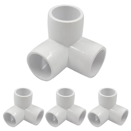 LifCratms 1/2 Inch 3 Way PVC Fitting, 1/2" Pipe Fittings PVC Pipe Joints Elbow Furniture Grade Pipe Connector for DIY Shelf Furniture Greenhouse Tent Pipe Frame - Pack of 4