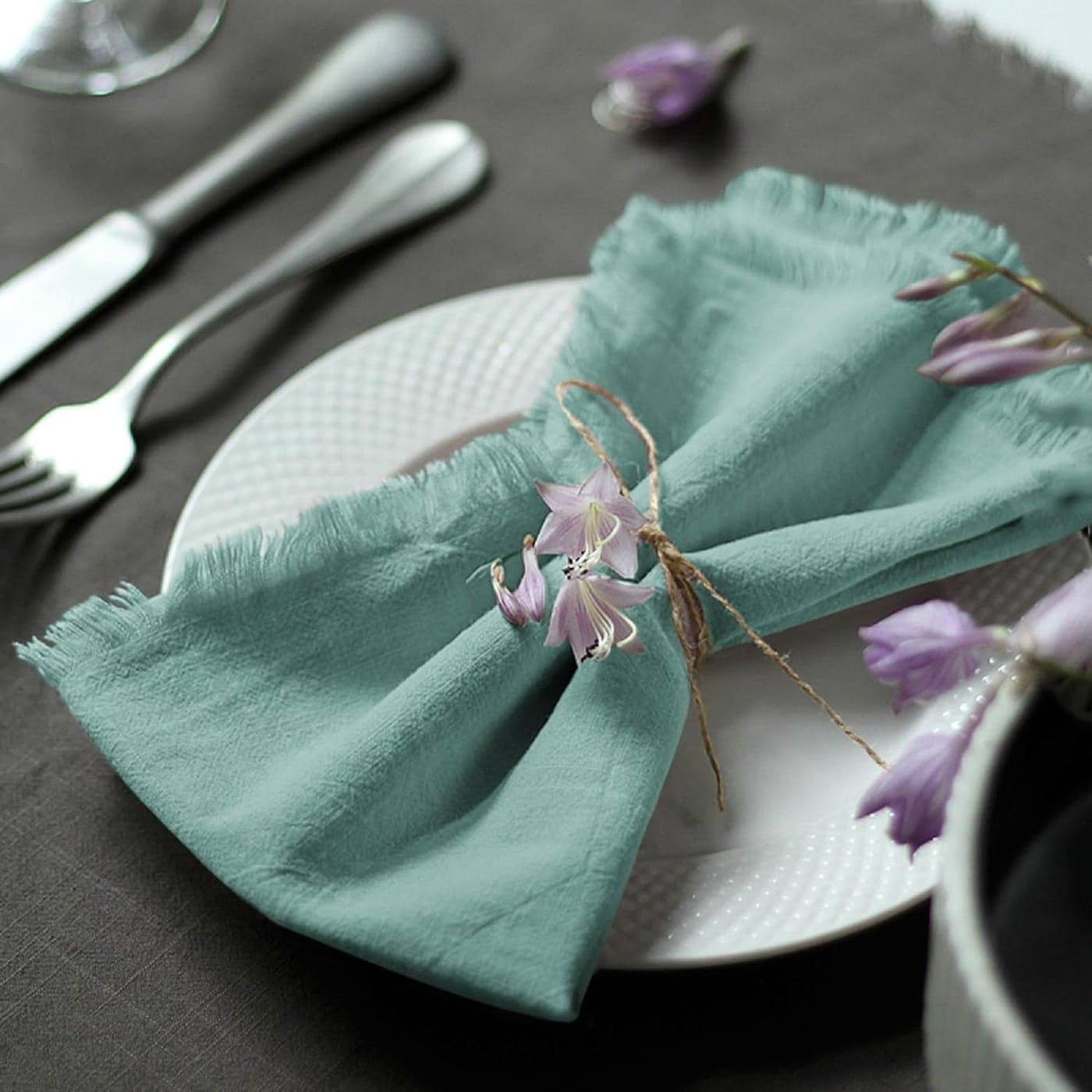 Handmade Cloth Napkins 100 Cotton Napkins with FringeDelicate Handmade Cloth Napkins for Dinners Parties Weddings and More18 x 18 Inch Set of 6 Turquoise