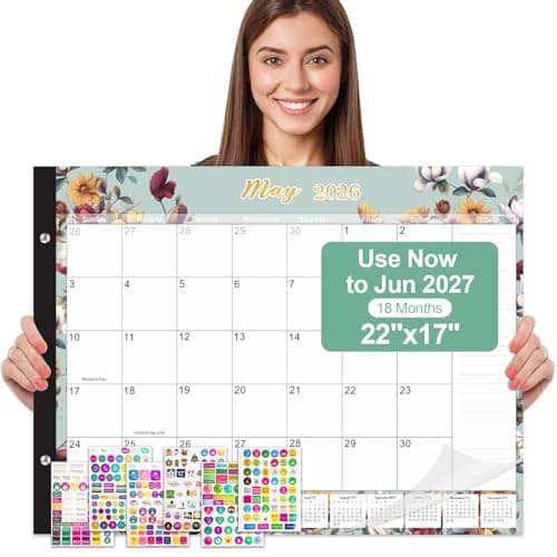 Gannyfer Desk Calendar 20262027 18 Month Large Desk Calendar 2026 Use January 2026 to June 2027 22 x 17 Desktop Pad Calendar Office Supplies Perfect for Planning and Organizing In Your Home School or Office6 Stickers Included