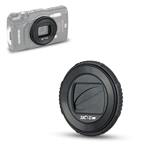 JJC TG-7 Lens Cap Cover Protector for Olympus TG 7 TG7 TG-6 TG6 TG-5 TG5 TG-4 TG4 TG-3 TG3 TG-2 TG2 TG-1 TG1 Tough Waterproof Cameras, Replaces Olympus LB-T01 Lens Barrier, Rotate to Open or Close