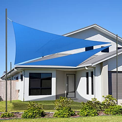 HIPPO Triangle Shade Sail Affordable & Premium 180 GSM Sun Shade UV Block for Outdoor Car Parking Garden (Blue, 12FTX12FTX12FT)