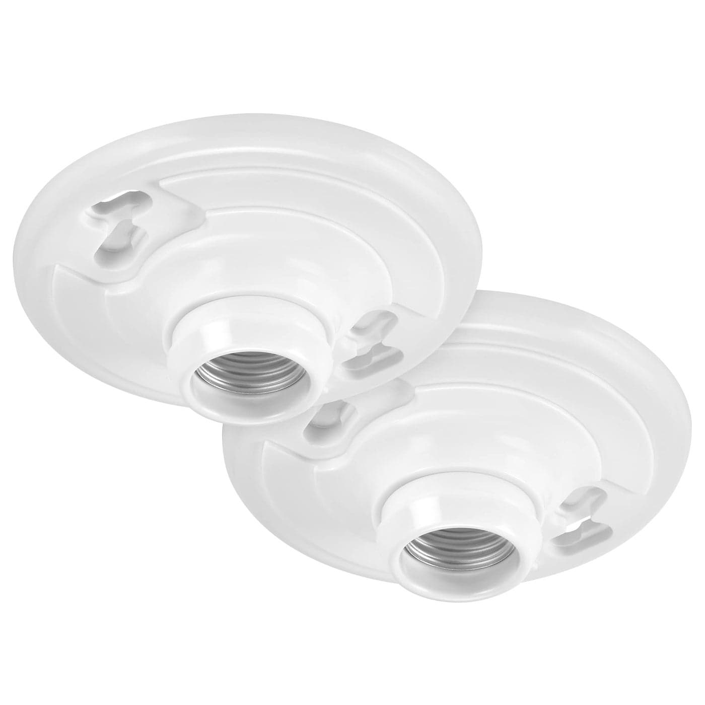 Maxxima Keyless Plastic Lamp Holder OnePiece Medium Base E26 Socket Outlet Box Mount 660W Ceiling Lighting Compatible with LED and Incandescent Light Bulbs 2 Pack
