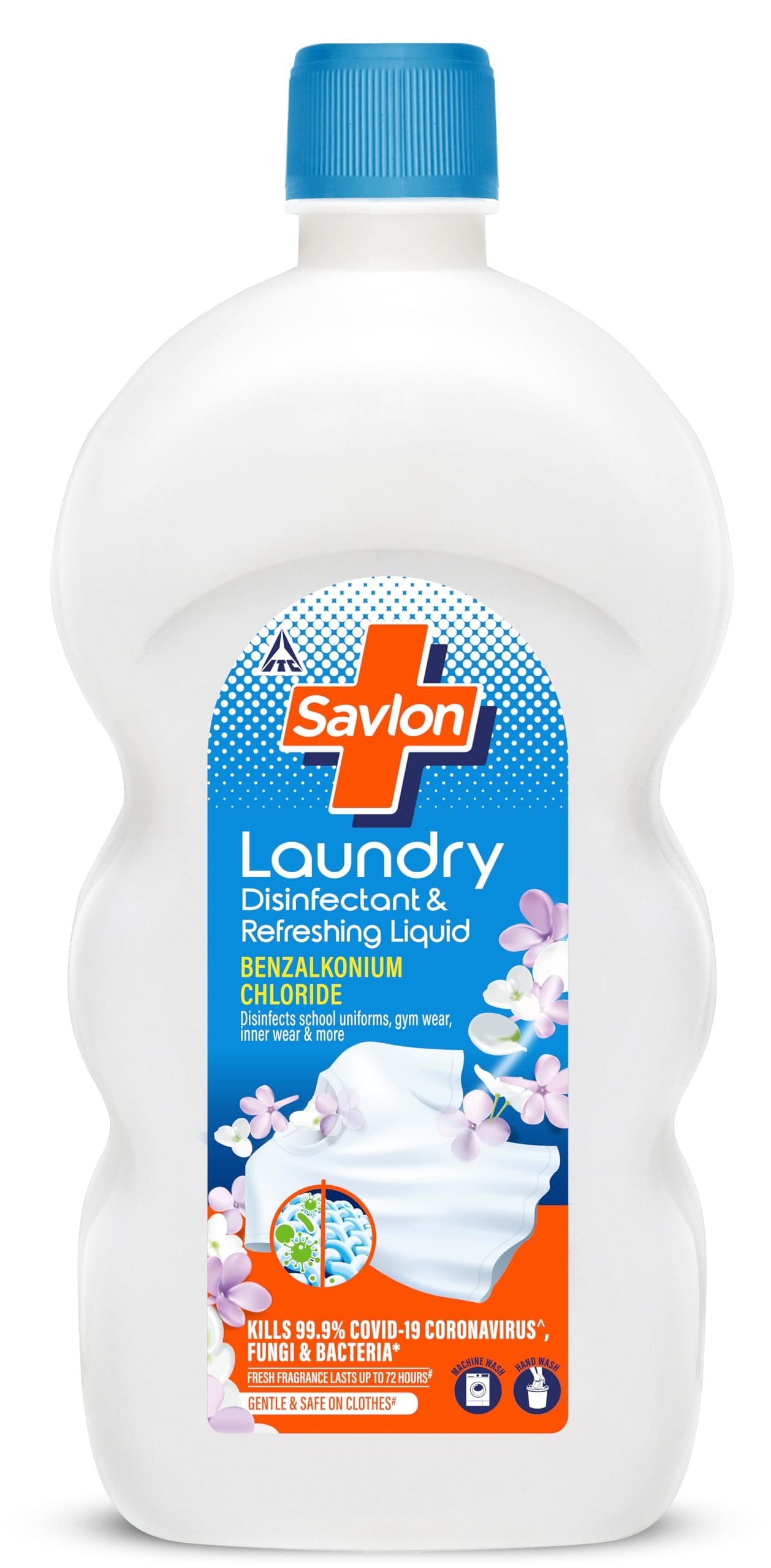 ITC Savlon Laundry Disinfectant & Refreshing Liquid 890ml | After-Detergent Wash | Kills 99.9% Bacteria Fungi | 72-Hour Fresh Fragrance | Safe on Clothes | No Bleach | Contains Benzalkonium Chloride