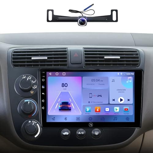 9 inch Touchscreen Car Stereo Radio for Honda Civic 2001 2002 2003 2004 2005 with Wireless CarPlay Android Auto 2G+32G Bluetooth GPS Navigation WiFi FM AM HD Backup Camera Mic