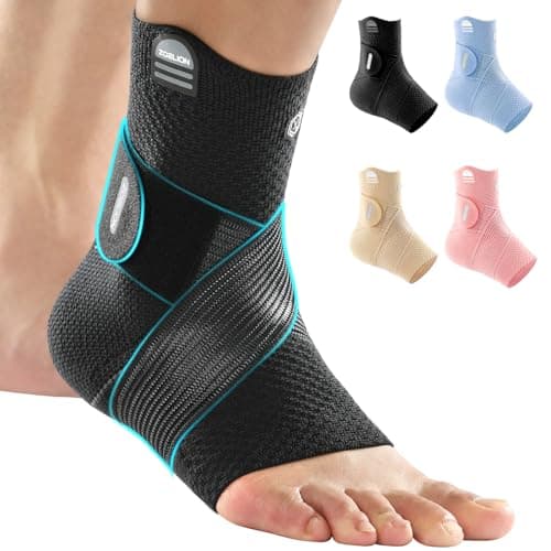 ZOELION Ankle Brace Compression Support with Removable Fishnet Strap, 3D Knit Plantar Fasciitis Relief Achilles Tendonitis Brace, Ankle Compression Sleeve for Pain Relief & Injury Healing, Black/L