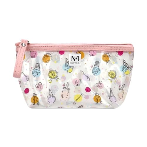 NFI essentials PU Printed Makeup Pouch for Women, Small Transparent Cosmetic Pouch, Stylish Pouches for Makeup Accessories & Travel Organiser (Peach)