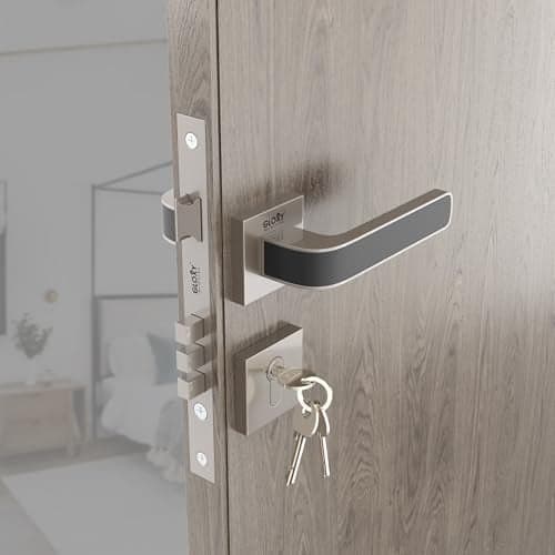 GLOXY ZInc Mortise Door Locks for Main Door Lock for Bedroom Door Lock Handle Set with 3 Brass Key for Home,Office,Hotel | Satin & Black Finish (2 Years Warranty, Pack of 1)