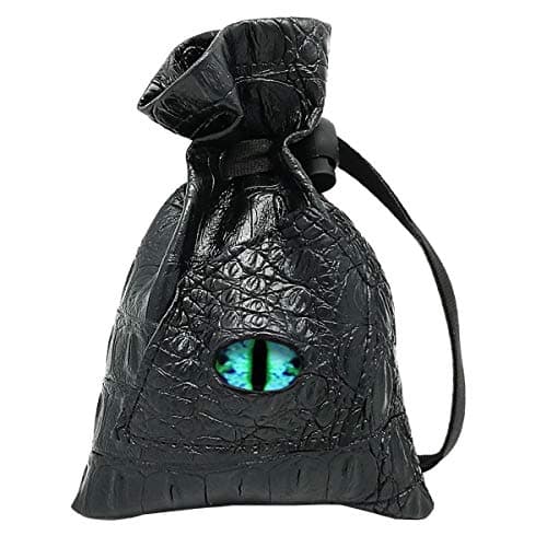 Haxtec Dragon Eye Dice Bag Drawstring Leather DND Dice Pouch Storage Bag Compatible with Dungeons and Dragons Dice D&D Gift Dices Coins and Accessories (Eternal-Blue Eye) Patent Number D893867