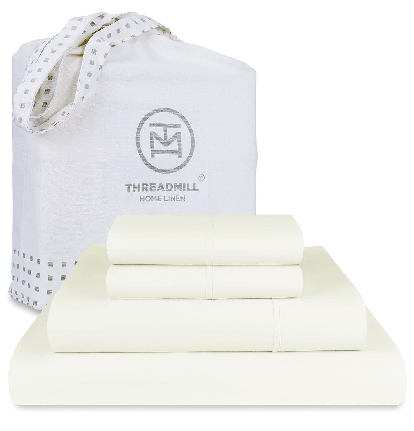 Threadmill Luxury 100 Supima Cotton Sheets Premium 1200 Thread Count Cotton Sheets for Queen Size Bed 4 Pc Ivory Bed Sheets Queen Set 5Star Hotel Quality Elasticized Deep Pocket Bed Sheets Set