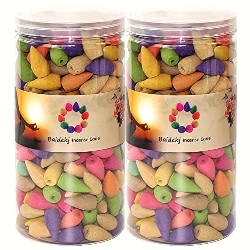 600 pcs Backflow Incense Cones for Waterfall Mixed Natural Scents Cone Incense for Meditation Relax in 2 Bottles